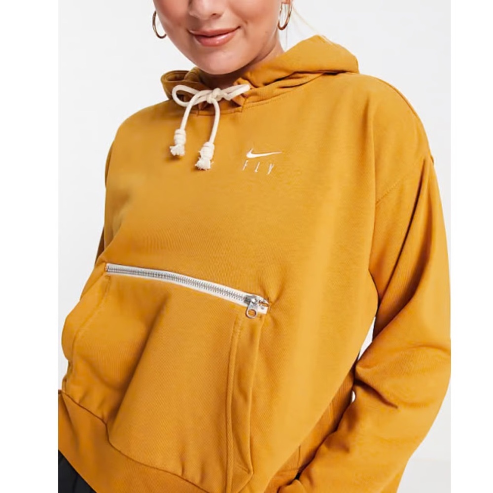 Nike Dry Fit Swoosh Fly Standard Issue Basketball Hoodie Yellow Ochre Size L